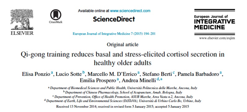 La pratica del Qi-gong riduce negli anziani la secrezione di cortisolo basale ed indotto da stress La peatica del qi gong